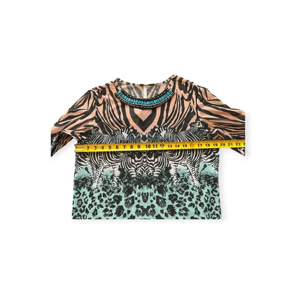 Amiani Colorful Safari Print Tunic Dress Women's Size Large, Sheer - Picture 10 of 10
